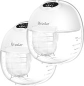 Bol.com Brodar Dubbele Elektrische Borstkolf – Handsfree – Oplaadbaar – BPA vrij – 2 Stuks – Wit aanbieding