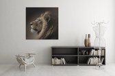 Canvas Schilderij - Dieren - Leeuw - Vierkant Canvas - 100x100x2 cm