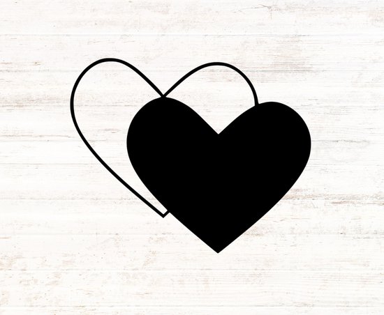 Djemzy - muurdecoratie woonkamer - wanddecoratie - hout - zwart - Dubbele hartjes - klein - Valentijnscadeau - liefde - love - MDF 6 mm