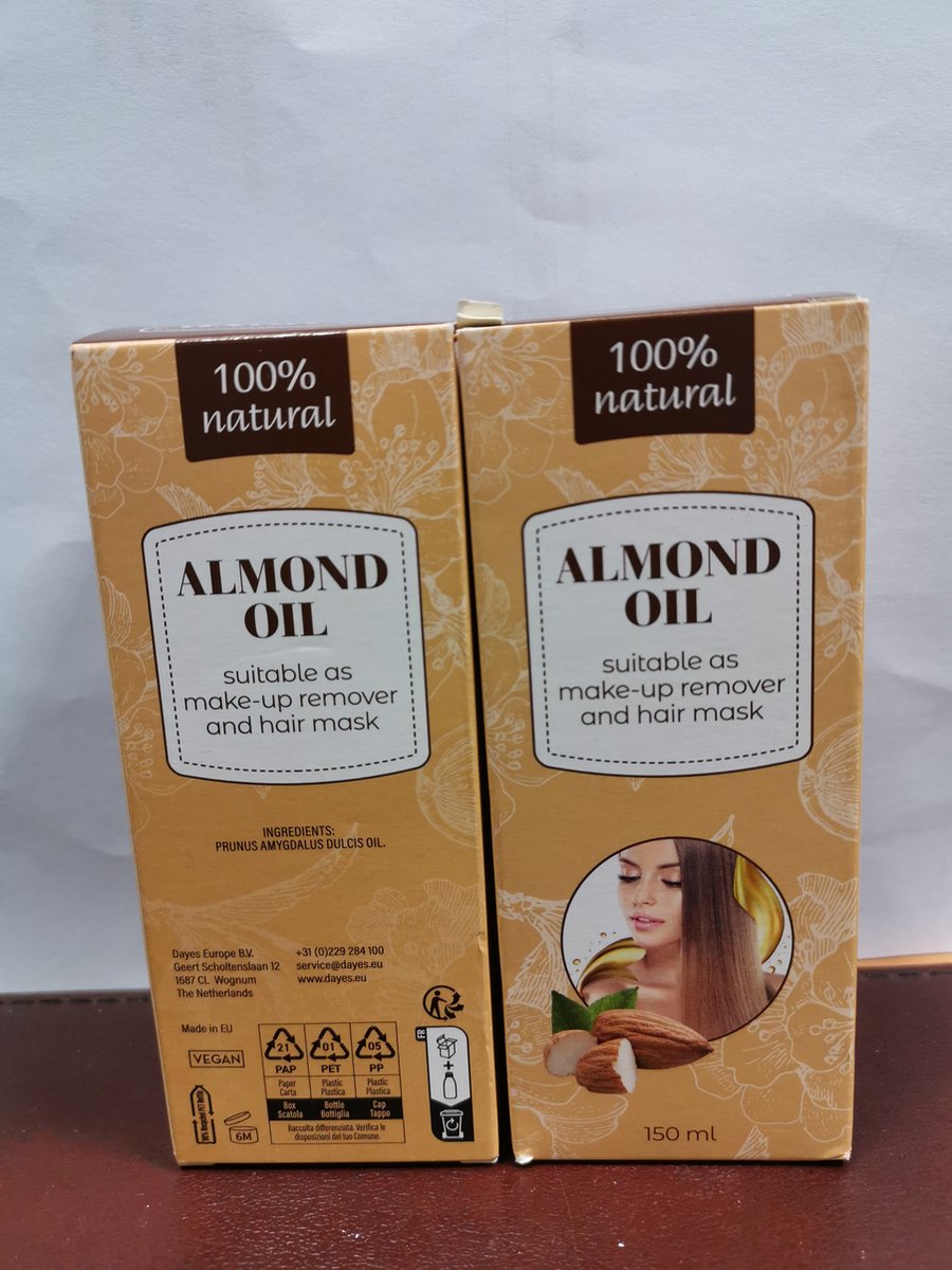 2XAmandel Olie 150ml |100% Zuiver & Natuurlijke Basisolie