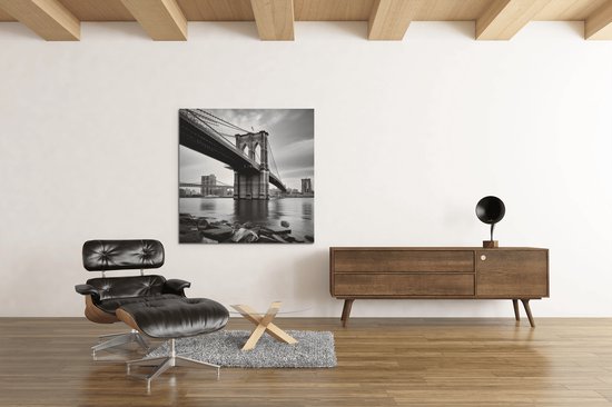 Canvas Schilderij - Manhattan brug - Wanddecoratie - 100x100x2 cm