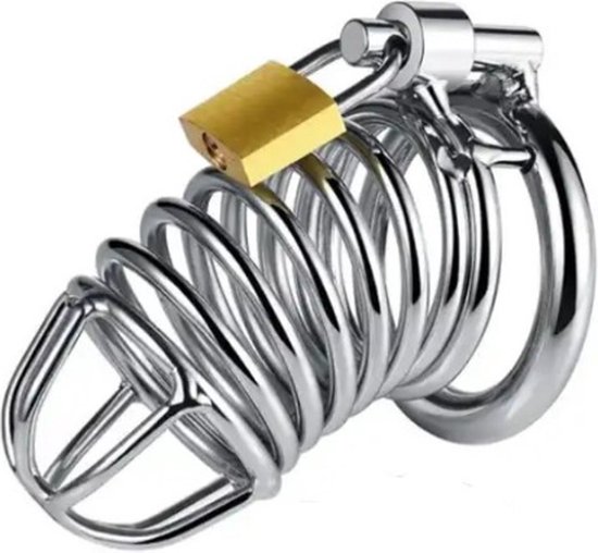 Foto: Kuisheidsgordel metaal peniskooi cock cage chastity cage kuisheidskooi met slotje en sleutels 45 mm medium bdsm slave submission sex toys seksspeeltjes voor koppels