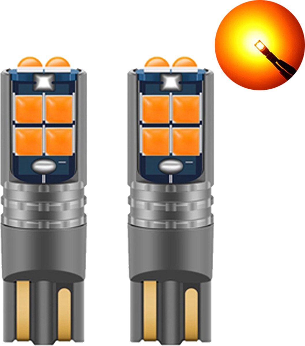 VCTparts High Power LED T10 Oranje - W5W Verlichting (set) [Stadsverlichting - Parkeerverlichting - Kentekenverlichting - Interieurverlichting]