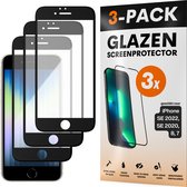 Protecteur d'écran - Convient pour iPhone 7 / 8 / SE 2020 - Glas trempé - Tempered Glass à couverture complète - Compatible avec les coques - Paquet de 3