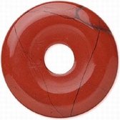 Natuurstenen kralen, Rode Jaspis donut van 40mm, met gat van 8mm. Per stuk.