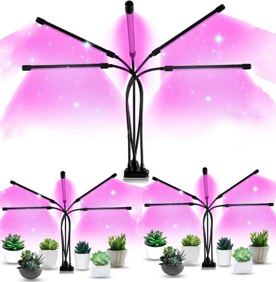 Foto: Uniegg 2x 5 armige led groeilamp voordeelpak 2 stuks kweeklampen set extra voordelig 2 stuks led full spectrum grow light kweeklampen groeilamp led wit licht groei en bloei 2x 100 leds