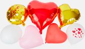 Avec ballonnenset - 16 stuks - Liefde - Valentijn - Love - Valentijnsdag - Bruiloft - Rood - Goud