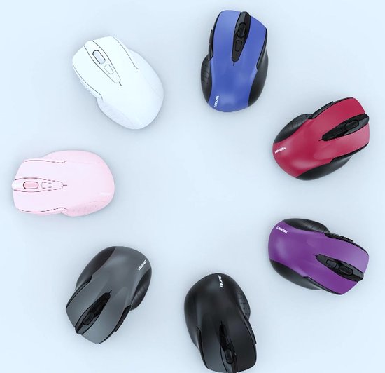 Souris Sans Fil TECKNET 2600 DPI | Souris Ergonomique Pour PC/Portable - 6 Boutons, Gris