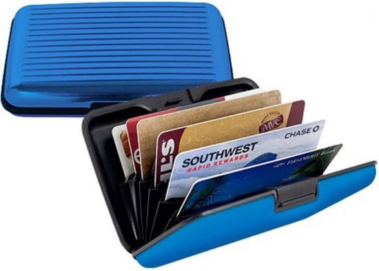 Porte-cartes de crédit pratique - Porte-cartes antivol - RFID - 6 cartes - Aluminium - 11 x 7,5 cm - Portefeuille sécurisé - Porte-carte d'identité