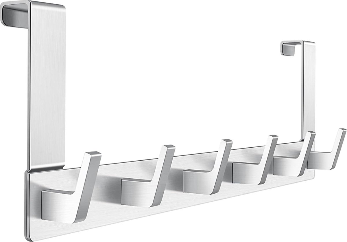 SKOLOO Over de deurhaak - 5 haken, over deurhaak hanger voor het ophangen van kleding/handdoeken/jassen/rugzak/hoed, over deur kapstok (wit
