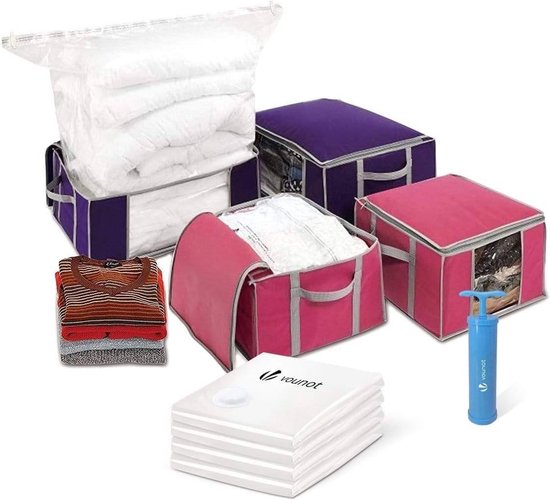 VACUÜM Opbergtas Met Pomp 17 Stuks - Vacuümzakken - Opbergtas Met Pomp 17 Stuks Vacuumzakken Opbergtas Met Handvat Voor Kleding Dekbedden Beddengoed