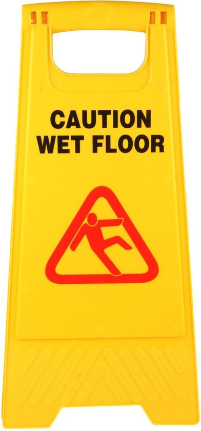 Waarschuwingsbord gladde of natte vloer - 'Caution wet floor' - tweezijdig  | bol.com