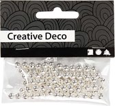 Perles - Perles - Imitation - Argent - Faire de la joaillerie - Perles argentées - Diamètre : 5 mm - Taille du trou : 0- Creotime - 100 pièces