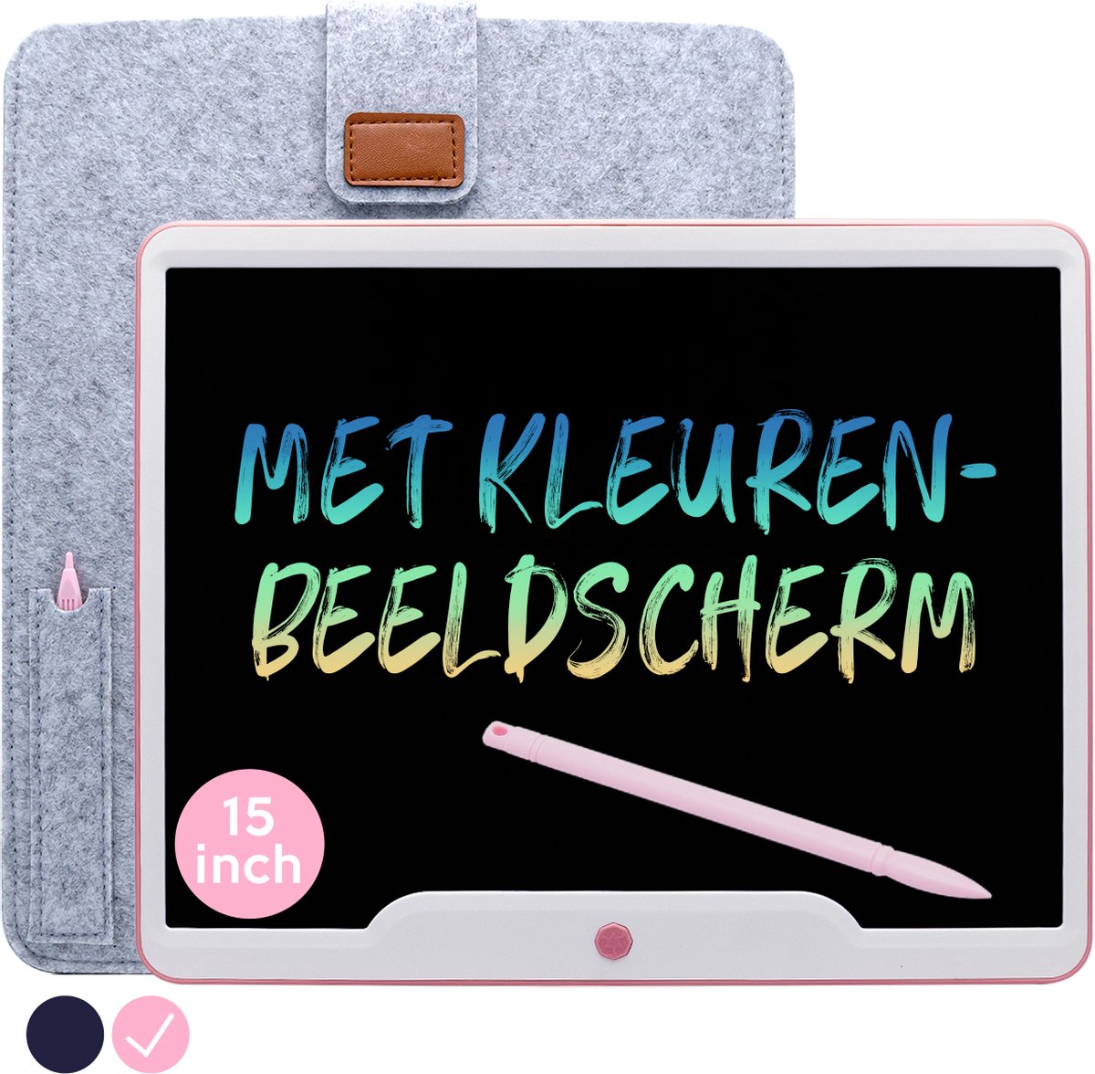 LCD Tekentablet Kinderen "Roze" 15 inch - Kleurenscherm - Kids Tablet - Speelgoed Meisjes 8 jaar - Leren Tekenen