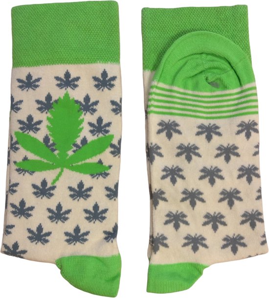 Sockston Socks - 2 paren Green Weed Socks - Amsterdam Socks - Grappige Sokken - Vrolijke Sokken