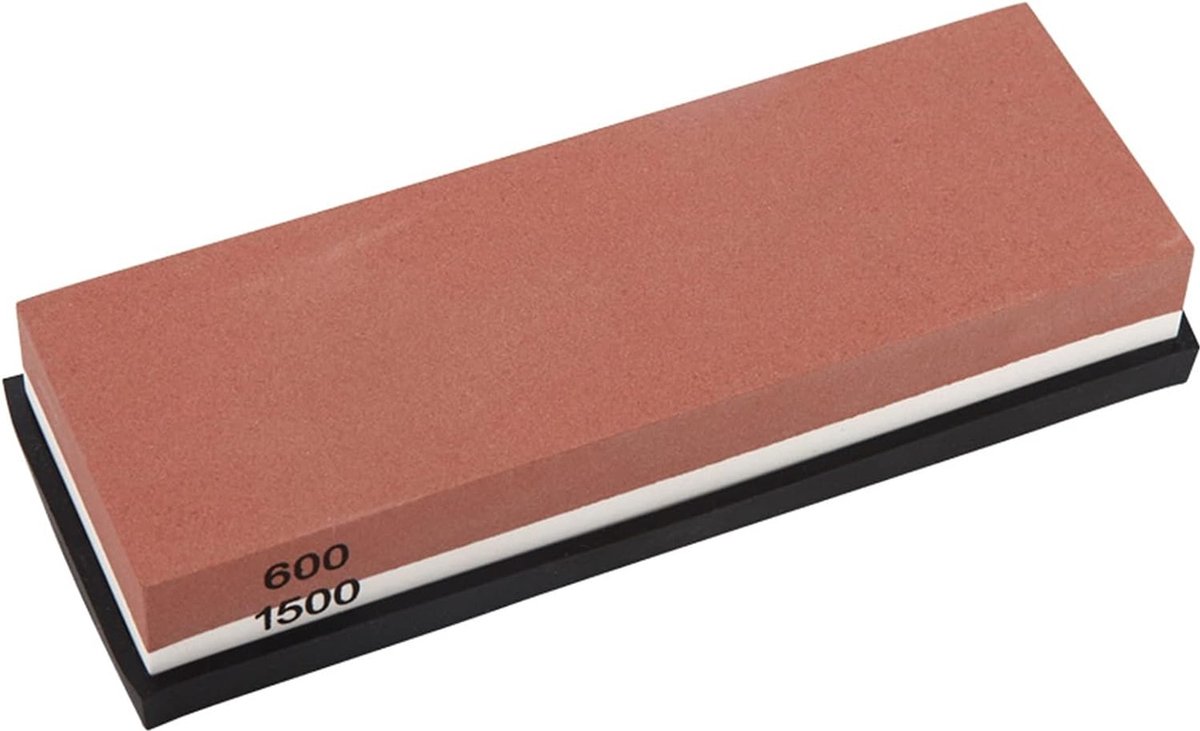 iFoulki Slijpsteen voor professionele keukenmessen 2-in-1 korrel 1500/600 met antislip siliconen houder