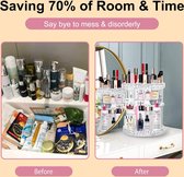 Acryl make-up organisator, cosmetische opslag, parfumhouder in werkblad, badkamerdressoir, 360 draaibare make-upstandaard voor beauty caddy, huidverzorging, helder en ruitpatroon