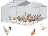 Kippenhok, 3 x 2 x 2 m Kippenhok Buitenren met zonwerend dak PE-zeildoek, staal Kippenhok Kippenhok Dak Gevogeltehok Kippenkooi voor kippen, eenden, ganzen, konijnen etc.