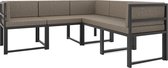 Canapé d'angle Rio marron - Design moderne - Mobilier de jardin - 5 personnes - Métal - Marron et Zwart - 185x185x73 cm