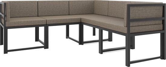 Rio Brown Hoekbank - Modern Design - Tuinmeubelen - 5 Personen - Metaal - Bruin en Zwart - 185x185x73 cm