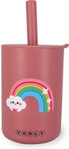Youly® Gobelet Arc-en-ciel - Rose Vintage - Sans BPA - Gobelet en paille - Gobelet évolutif - Durable - Vaisselle bébé - À partir de 10 mois - Gobelet enfant en Siliconen