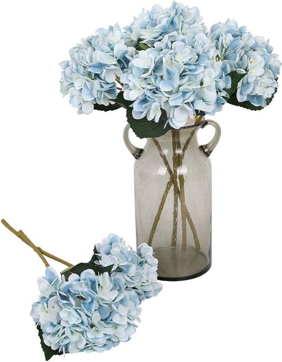 6 stuks zijden hortensia-kunstbloemen, realistische hortensia-bloemen, boeket voor bruiloft, feest, kantoor, woondecoratie (paars)