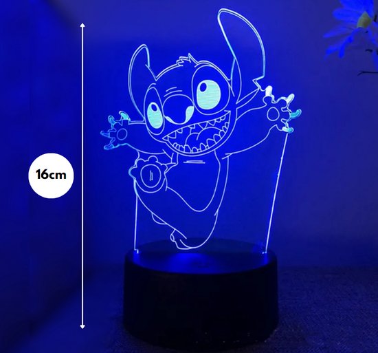 Stitch lamp vrolijk - Nachtlampje kinderen - Kinderlampje - Stitch - 3D lamp LED tafellamp