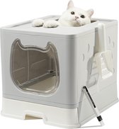 Bac à litière avec couvercle pour chats moyens et petits, bac à litière pliable avec bac à litière et pelle