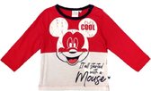 Mickey Mouse - baby-peuter . kraamcadeau - babyshower - rood/wit - shirt lange mouwen - maat 68