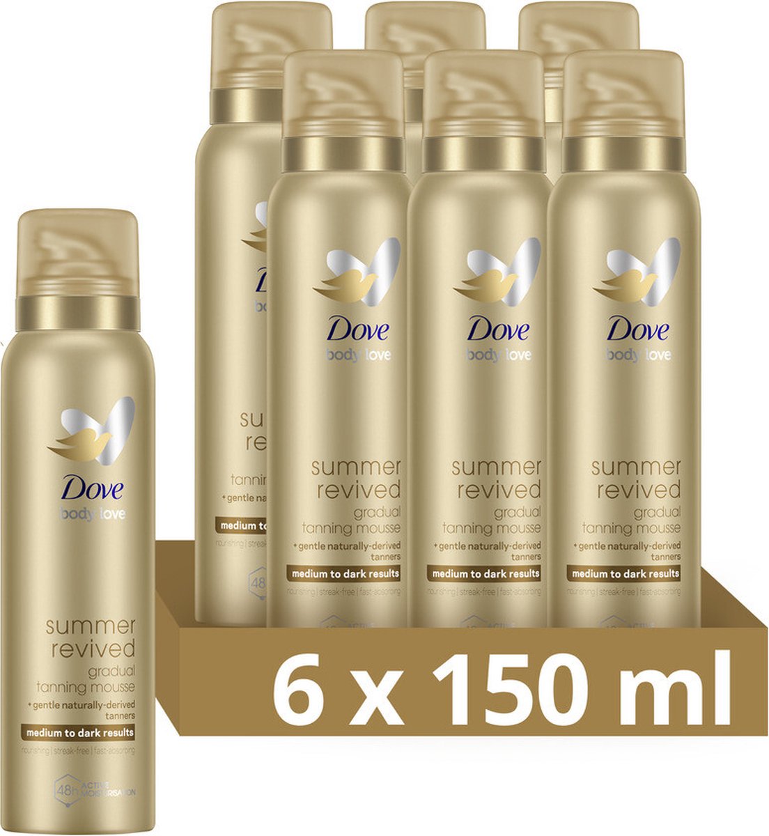 Goedkoopste 6x Dove Zelfbruinende Bodymousse Summer Revived Light-Medium 150 ml