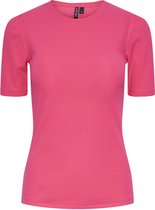 Pieces T-shirt Pcruka Ss Puff Top Noos 17133700 Hot Pink Dames Maat - L