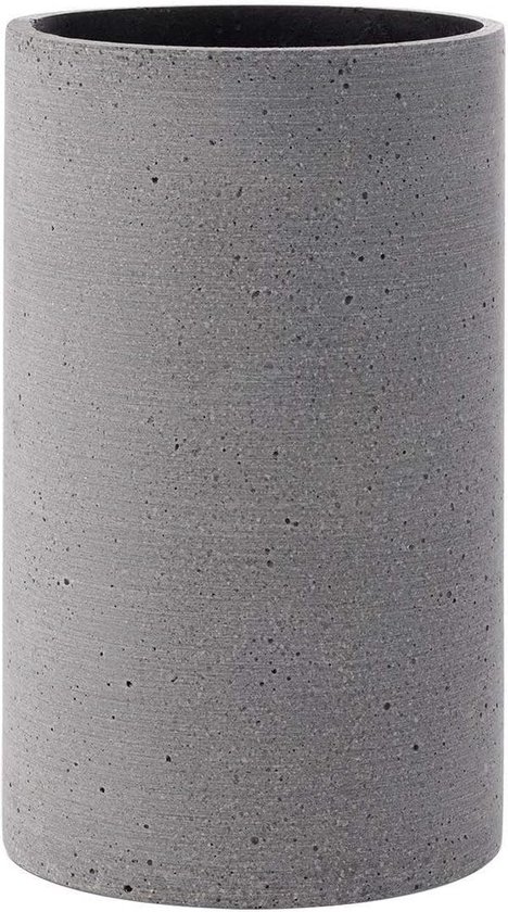 Vaas S van polystone, donkergrijs, puristische beton-look, decoratieve vaas in moderne look, hoge tafeldecoratie, exclusief woonaccessoire (H / B / D: 20 x 12 x 12 cm, donkergrijs