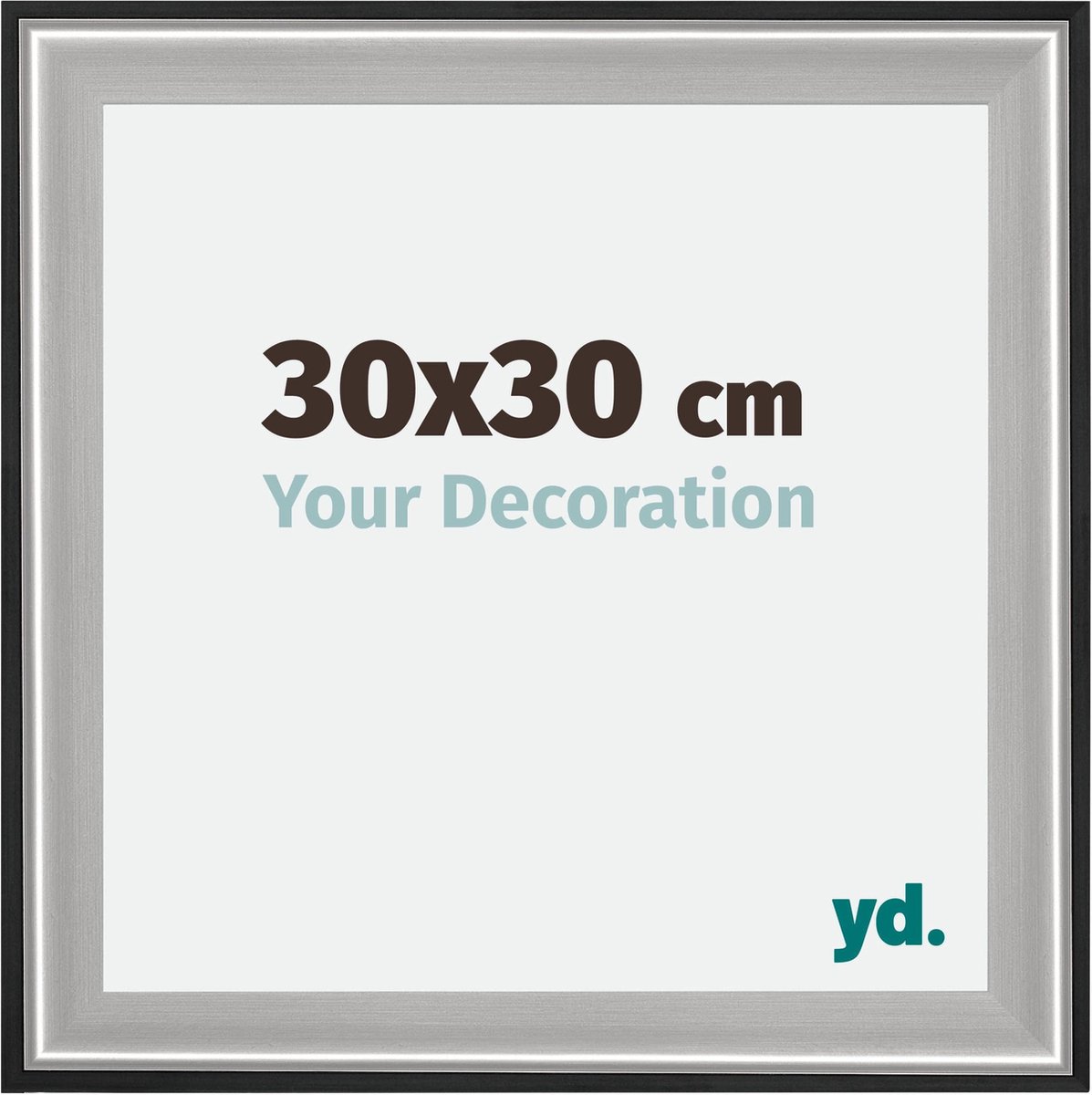 yd. Your Decoration - Fotolijst 30x30 cm - Hout - Zwart Zilver Gepolijst - Birmingham