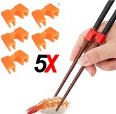 5 stuks Handige eetstokjes houder - sushi servies - herbruikbare stokjes - Chopstick Trainers hulpstuk - Oranje