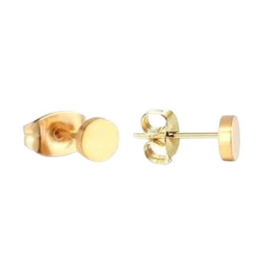 Aramat jewels ® - Oorbellen rond goudkleurig zweerknopjes chirurgisch staal 4mm