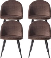 RG Enterprises® - Gefluweerde stoelen set van 4 woonkamer - 43x47,5x80 - Bruin