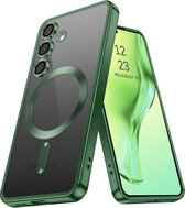 Hoesje geschikt voor Samsung Galaxy S23 FE hoesje Magnetisch Met Lens beschermer Transparant / Groen – Magneet hoesje Case cover Samsung S23 FE