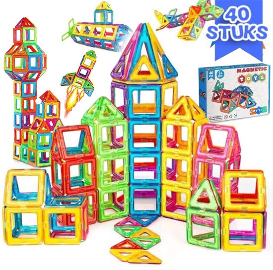 Magnetische Speelgoed - Voordeelset 40 Stuks - Magnetisch Speelgoed - Montessori Speelgoed - Veilig Voor Kinderen - Magnetisch Speelgoed Bouwset