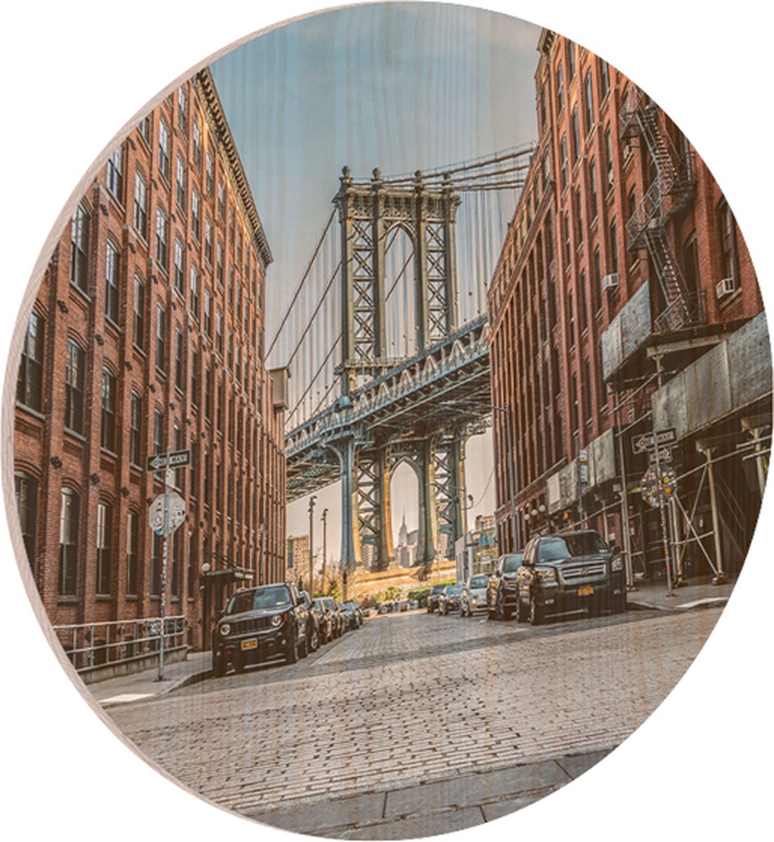 Muurcirkel Hout New York 80cm