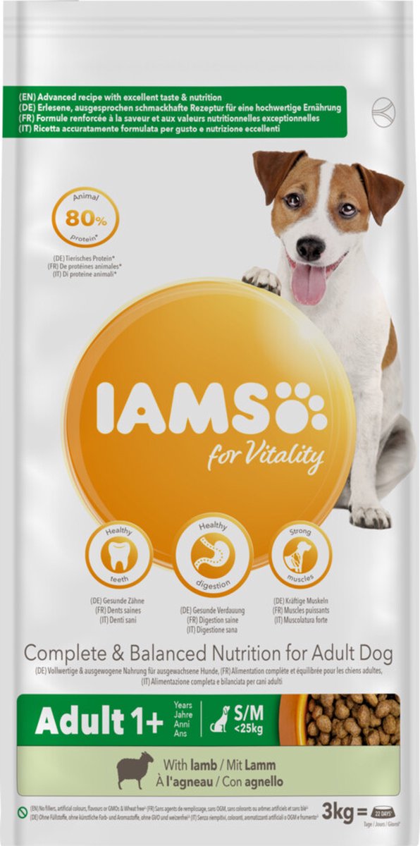 3x Iams Dog Adult Small - Medium Lam 3 kg