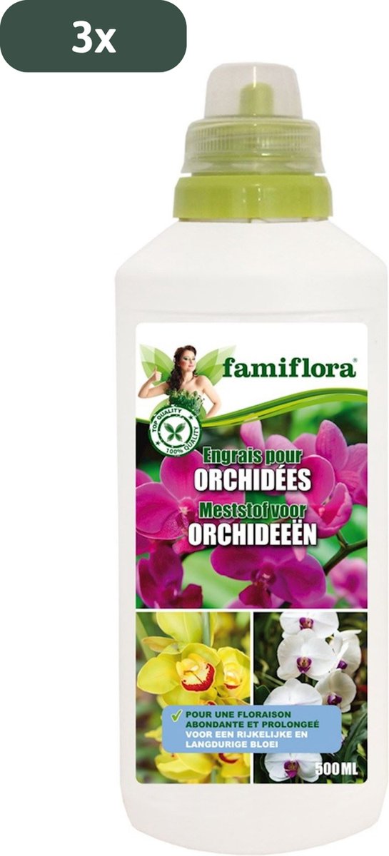 Famiflora Vloeibare meststof voor Orchideeën - Voor een goeie bloei van een orchidee - 1.5L - 3x 0,5L