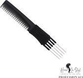 Haar in Stijl® | Kam 06979 | Carbon Antistatische 5 punt Haak en Toupeer kam | kapperskam styling tools | Hair Beauty Salon Essentials