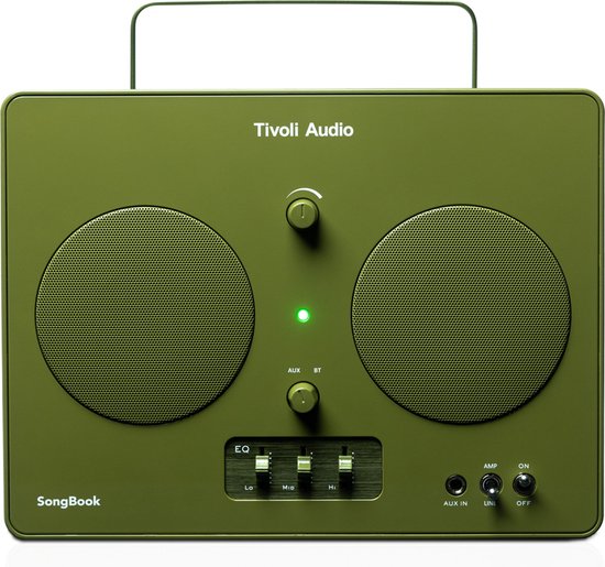 Draagbare Bluetooth speaker Tivoli Audio Songbook groen, 10 uur batterij, analoge EQ, vintage design