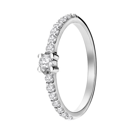 Lucardi Dames Zilveren ring met zirkonia stenen - Ring - 925 Zilver - Zilverkleurig - 17.50 / 55 mm