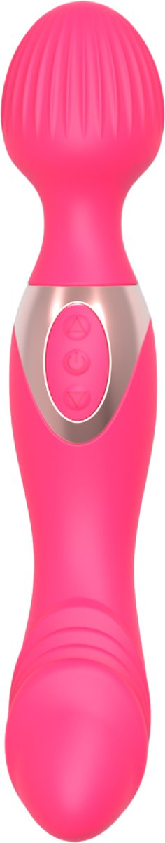 Goedkoopste Cupitoys® Wand vibrator met dildo met reliëf - 2 in 1 - 22,1cm - Roze - 10 standen - Vibrators voor vrouwen en mannen - Sex toys voor vrouwen en mannen