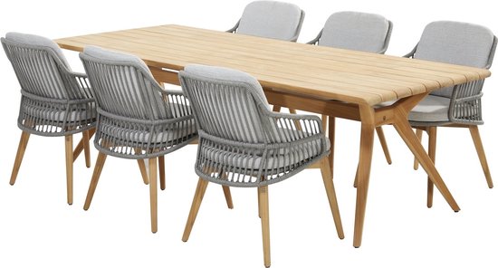 Sempre Belair dining tuinset 240x100xH75 cm 7 delig rope teak