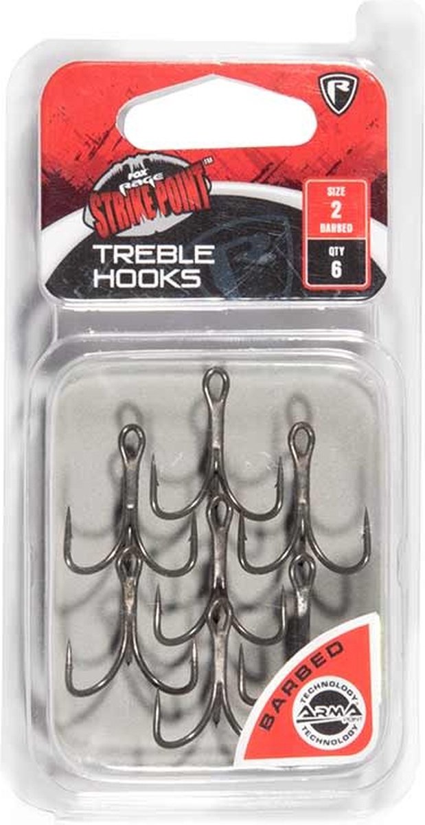 Fox Rage Strike Point Treble Hooks (6 pcs) - Maat : 6