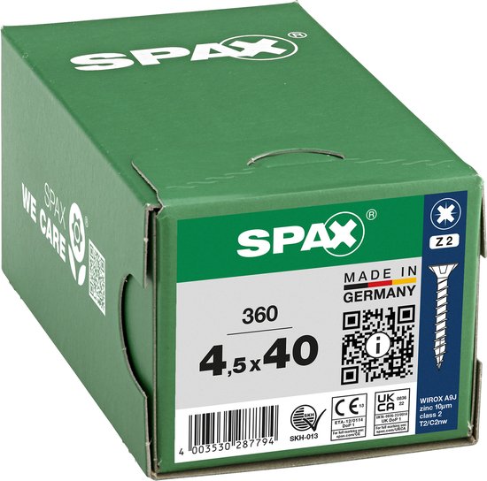 Vis universelle, 4,5 x 40 mm, 360 pièces, Filetage complet, Tête fraisée, Phillips Z2, 4CUT, WIROX - 8000000287794