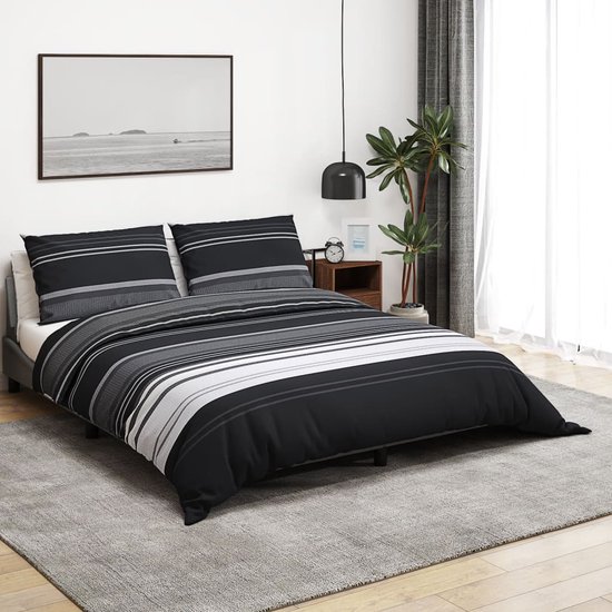 Parure de lit vidaXL - 220 x 240 cm - Zwart et Wit