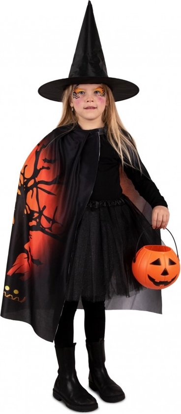 Halloween cape spooky met hoed kinderen